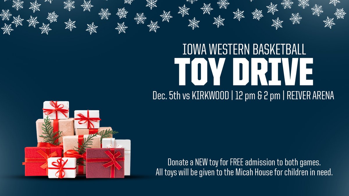 GoReivers's tweet photo. SCHEDULE CHANGE

Reiver Fans, this weekend's basketball games vs Kirkwood have been moved from Saturday, Dec. 4th to Sunday, Dec. 5th.

@ReiverMBB &amp; @ReiverWBB will be hosting a toy drive to benefit the Micah House in Council Bluffs!

#SailsUP https://t.co/zAMK28sZkd