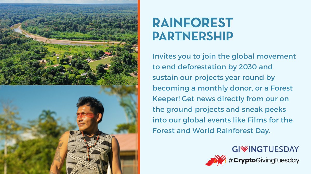 RainforestPrtnr's tweet photo. Amplify #conservation by supporting #Amazon #communities like the Yurúa Communal Conservation Association in the Deep Amazon of Eastern Peru 💚 

To give this #GivingTuesday visit https://t.co/YeZaqeGx1W 

For #CryptoGivingTuesday visit https://t.co/63Q9MH46il

Join us! 🌳🦜 https://t.co/JUqBjLEINp