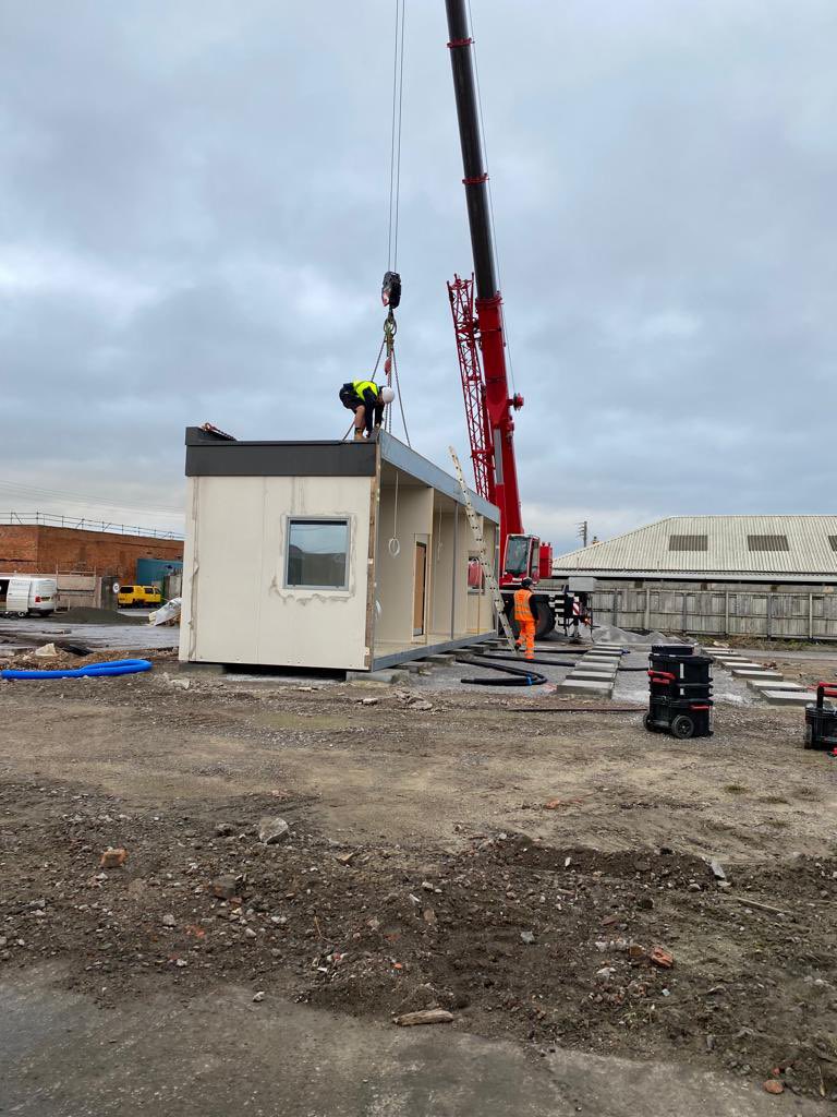 ben53e's tweet photo. New Weston Super Mare site underway - cabins landed! #nextproject #nosnowplease @Gemma_L_Ward @Furbs88 https://t.co/eDsYNPv2A2