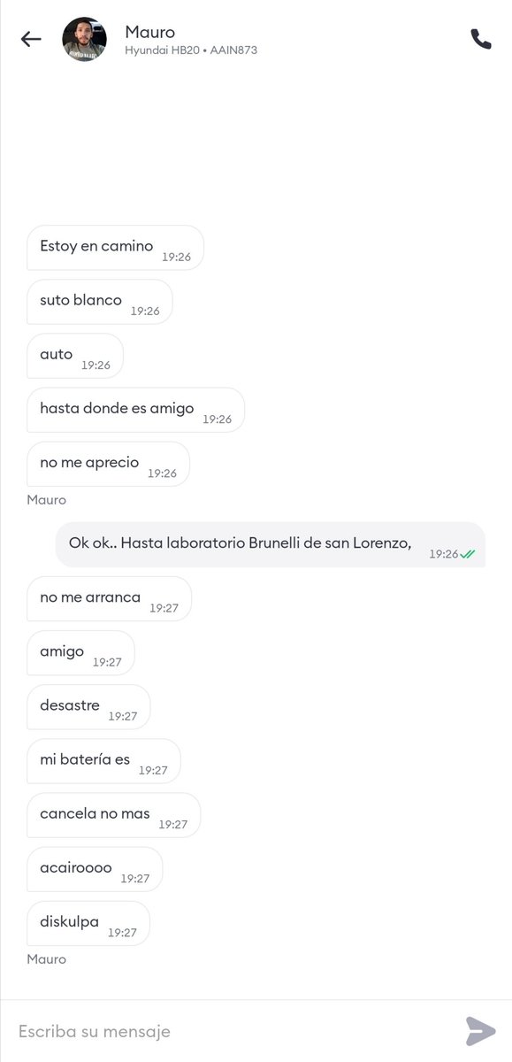 Mbaretense's tweet photo. -se está uberizando el #BoltPy, pedí uno ayer, cuando le dije donde quería ir, se le rompió el auto, la batería, y no le arrancó el auto, lo raro es que sin arrancar ya se estaba dirigiendo a mi lugar de partida. https://t.co/LL2bpVIkpM