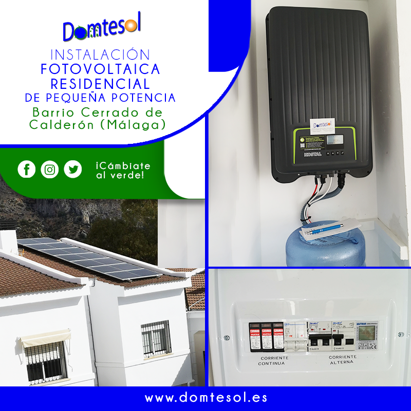 InfoDomtesol's tweet photo. ‼Nueva #instalaciónfotovoltaica residencial de pequeña potencia 🏠 en el barrio del Cerrado de Calderón (#Málaga)‼ https://t.co/ZWny2dhMi8