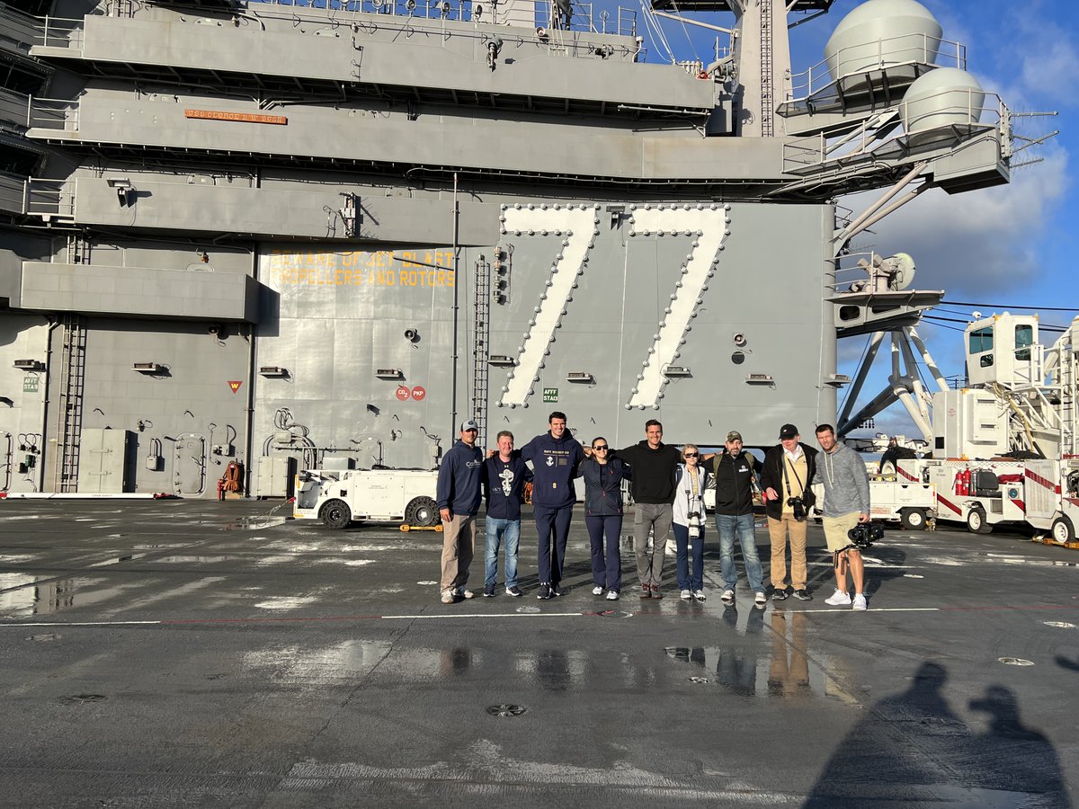 MollyMcManus_'s tweet photo. WE DID THAT‼️ 
Content produced in a way never previously done by an NCAA college, or academy. 3 days on an aircraft carrier while underway, then 3 days at Naval Air Station Oceana. 
The greatest experience, and biggest project of my career – with the best team in #smsports https://t.co/ZHkZn3f4aT