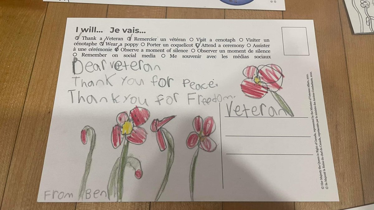 KeyARappa's tweet photo. So proud of the students in grade 2/3 land &amp; in @jjmhcole class @wfwolvestvdsb who brought 🕯 and warmth to this local Veteran 🇨🇦 #postcardsforpeace @VeteransENG_CA #KindnessMatters https://t.co/17AToTiMj8