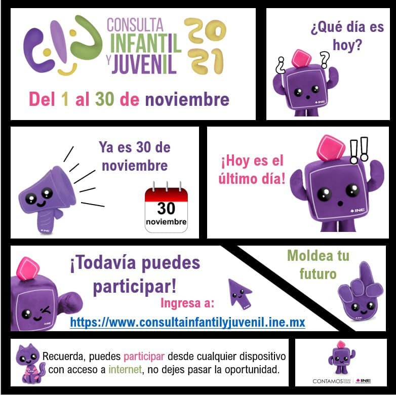 RegedhemAC's tweet photo. Hoy es el última día para participa en la Consulta Infantil y Juvenil 2021.
https://t.co/GscYkGv1uY 
@INEMexico
@ople_Ver
@RegedhemAC 💚⚡ https://t.co/DUNX6rmfXC