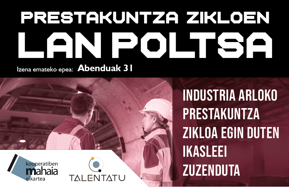 Azarofundazioa's tweet photo. #Talentu bila gabiz! Industria arloko prestakuntza ziklo bat egin dutenentzako #lanpoltsa irekita dago 𝐚𝐛𝐞𝐧𝐝𝐮𝐚𝐫𝐞𝐧 𝟑𝟏𝐫𝐚 𝐚𝐫𝐭𝐞. 👉 https://t.co/V6HQ9jELwc
𝗟𝗲𝗮-𝗔𝗿𝘁𝗶𝗯𝗮𝗶 𝗲𝘁𝗮 𝗕𝘂𝘀𝘁𝘂𝗿𝗶𝗮𝗹𝗱𝗲𝗸𝗼 𝗞𝗼𝗼𝗽𝗲𝗿𝗮𝘁𝗶𝗯𝗲𝗻 𝗠𝗮𝗵𝗮𝗶𝗮 𝗘𝗹𝗸𝗮𝗿𝘁𝗲𝗮 https://t.co/dN9LhpArPB