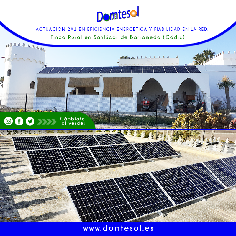 InfoDomtesol's tweet photo. Actuación 2x1 en #eficienciaenergética y fiabilidad en la red. Nuestros técnicos se desplazan s una #fincarural en #SanlúcardeBarrameda (#Cádiz), donde además del alto #consumoeléctrico, existía una #redeléctrica inestable con una señal de muy mala calidad que hemos solucionado. https://t.co/xAcaRJlNN8