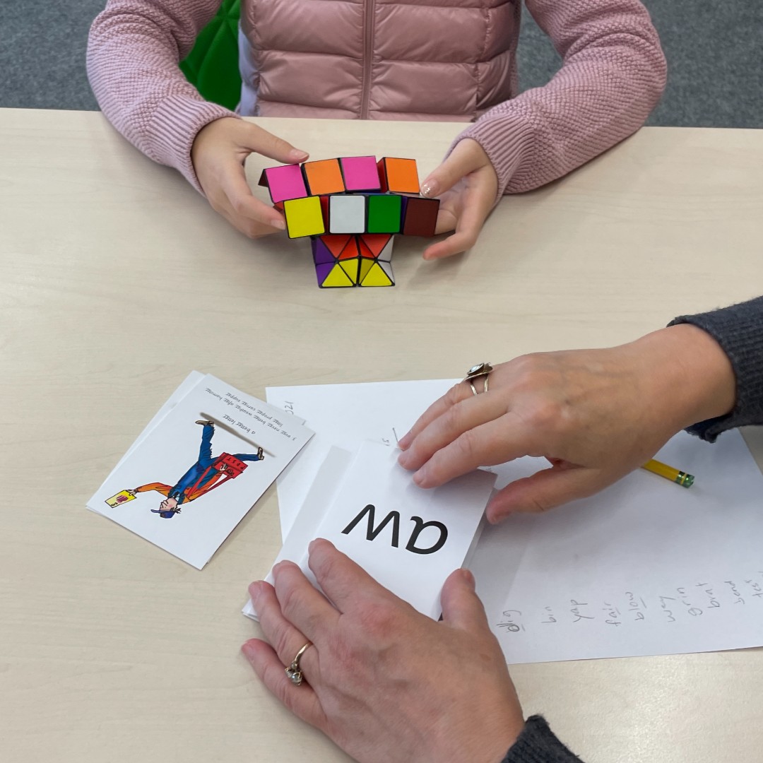 The power of having something in our hands when we learn- this student worked on a phonics intervention while she fidgeted with an item in her hand. She stayed focused and on-task the whole time. #grateful for such amazing, flexible educators!