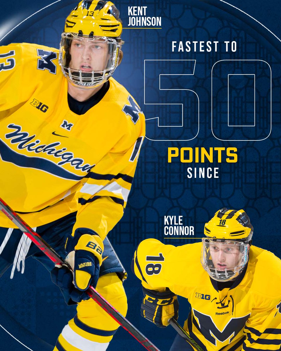 Kent Johnson became the quickest Wolverine to reach 50 career points since Kyle Connor in 15-16

<a href="/19kjohnson/">Kent Johnson</a> | <a href="/BlueJacketsNHL/">Columbus Blue Jackets</a>
@KyleConnor18 | <a href="/NHLJets/">Winnipeg Jets</a>

#GoBlue〽️