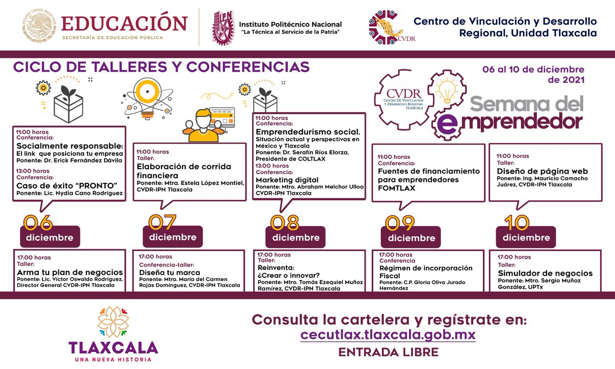 cecutlax's tweet photo. .: Semana del Emprendedor 2021 :. 👨‍💻👩‍💻Regístrate en: https://t.co/xQ1jnD9t3X https://t.co/wrVk27kVfE