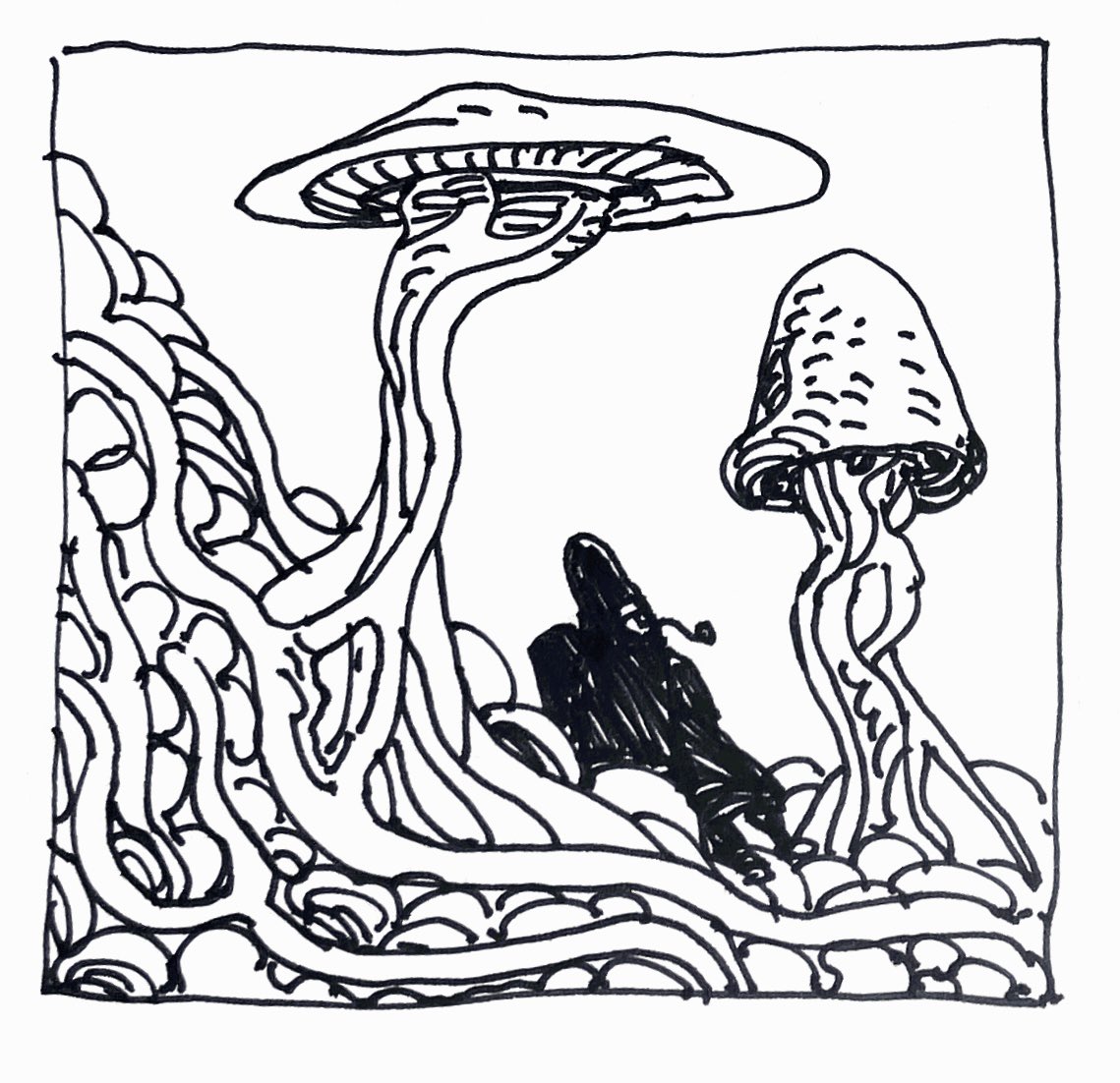 Either a very small guy or two very big mushrooms. Both are valid 