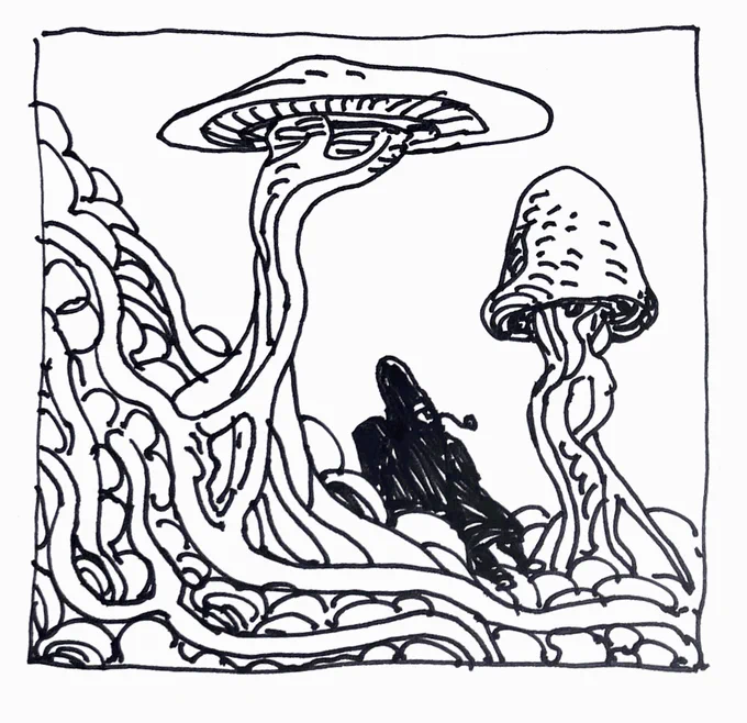 Either a very small guy or two very big mushrooms. Both are valid 
