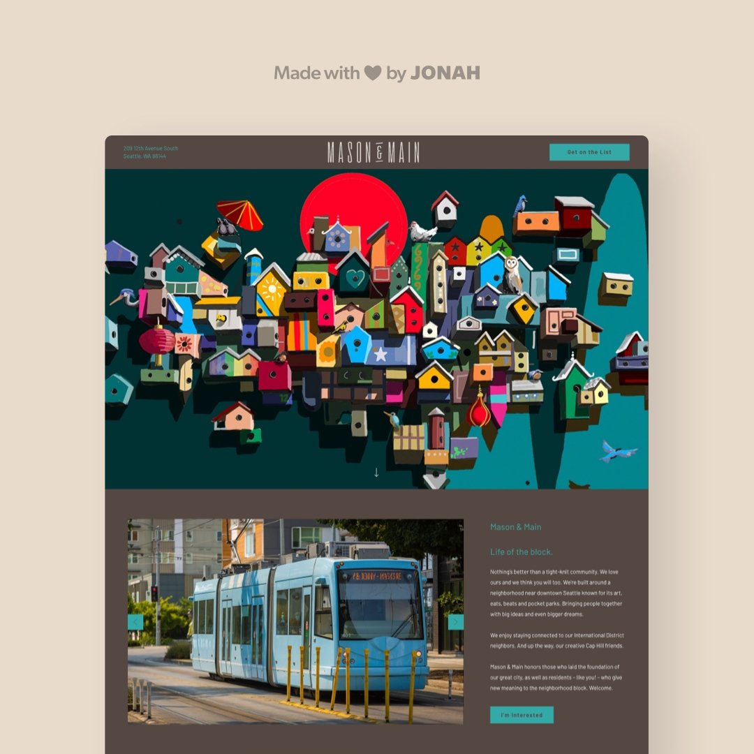 Using a bold color scheme, strong images, and Jonah's PopDown add-on, the new splash page for Mason &amp; Main is a perfect example of using a fast-launching splash page to generate leads right away.⁠
⁠
See it for yourself: masonandmainapartments.com⁠
⁠
#multifamilyhousing