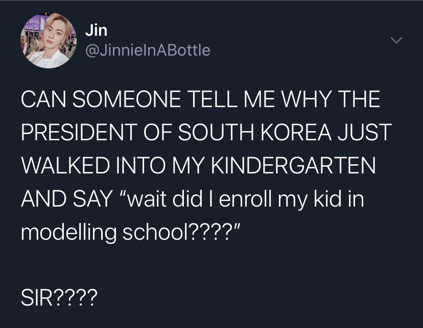rolypoly97's tweet photo. Namjin au where President Kim Namjoon goes to drop his kid off for his first day of kindergarten and falls for his teacher Kim Seokjin https://t.co/VcGL8UxWtf