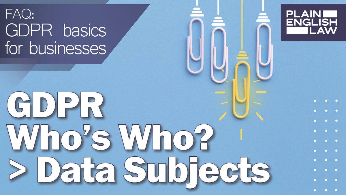 PlainEnglishLaw's tweet photo. "Data subjects" include your employees, your customers ... and who else? Read all of our GDPR back-to-basics FAQs here and help your business stay compliant:

https://t.co/Tz3SbdwXhp

#GDPR #compliance #business #basics https://t.co/XjM2NK7gFF