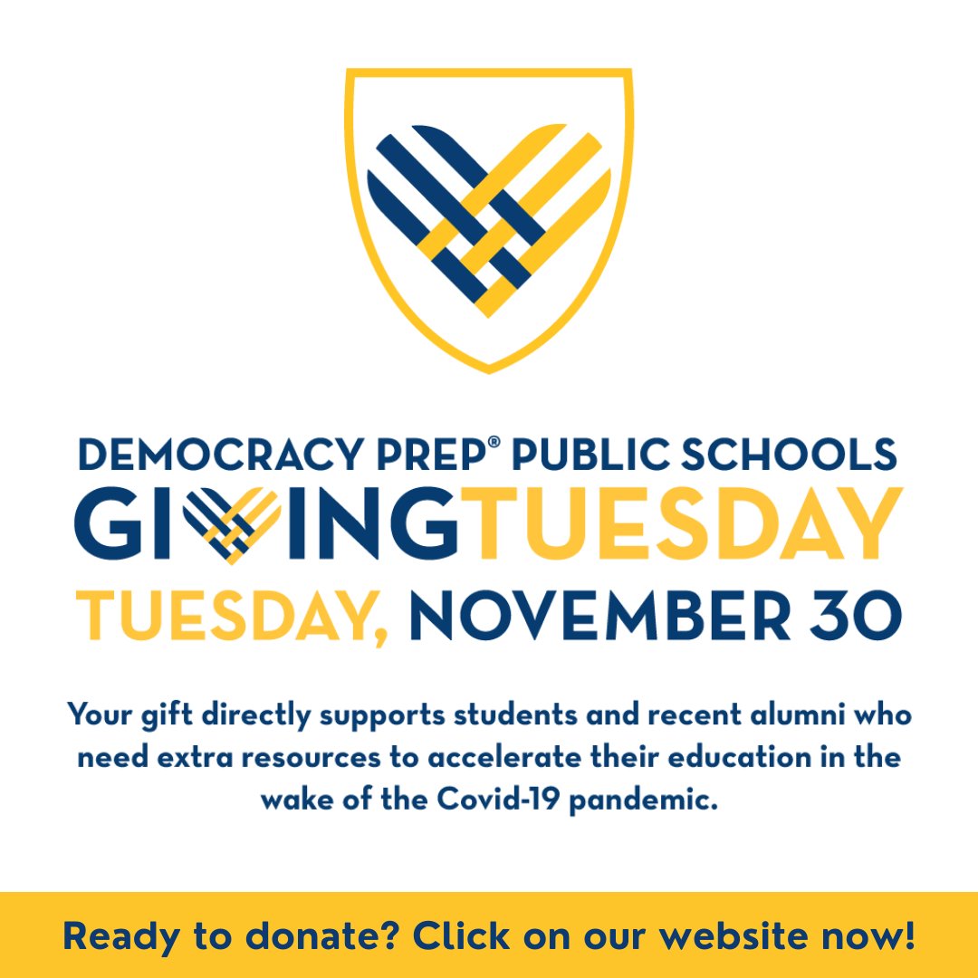 DPAgassiCampus's tweet photo. 💛Giving Tuesday is here💙 

Thank you so much to all who have already donated to our #GivingTuesday campaign! If you haven’t donated just yet, now’s your chance! Click here and make an impact today👉 

https://t.co/OcnWOpQuKh 

#DPGives #donate #DPPS @DemocracyPrep https://t.co/LaArNWxsgI