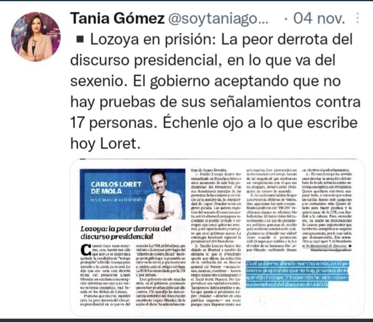 Morena168399456's tweet photo. @epigmenioibarra @AristeguiOnline De este hecho sacamos conclusiones: Carmen perdió hace un tiempo el rigor periodístico. Carlos Loret debe estar tranquilo ya hizo escuela con el periodismo de Montaje, y por último, las audiencias tomamos las riendas de la conversación y el debate político, no hay vacas sagradas. https://t.co/jIxJHkk1Lg