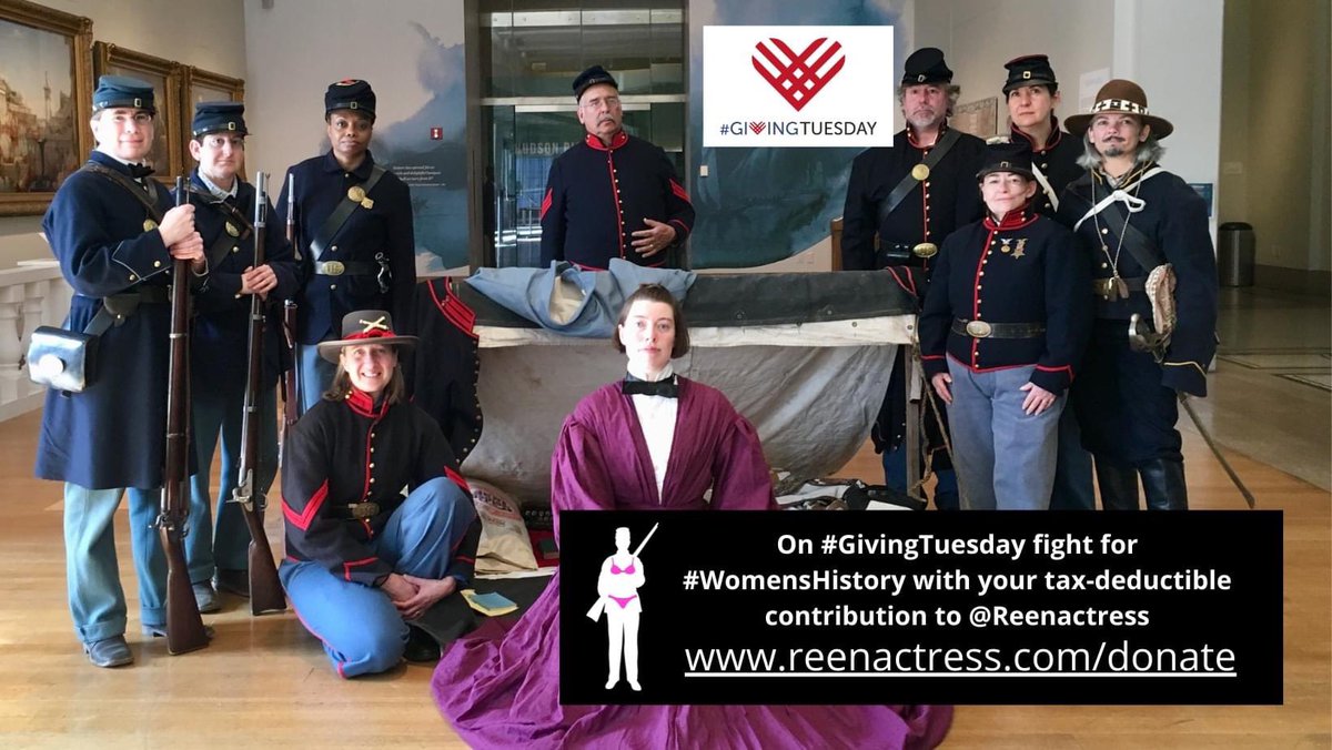 Reenactress's tweet photo. On #GivingTuesday fight for #womenshistory with your tax-deductible contribution to @Reenactress! Visit https://t.co/qdyGyFBOiT today! https://t.co/46FRbZj6yx