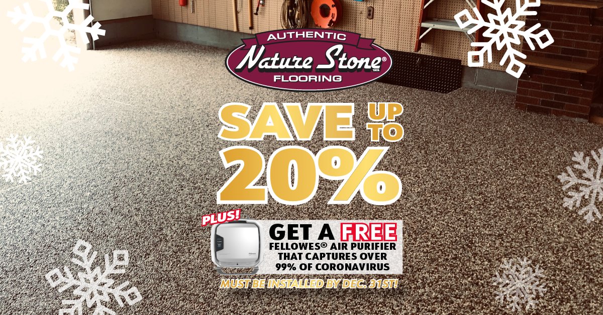 NatureStone's tweet photo. From now until Christmas, we’re offering up to 20% off AND giving you a free Fellowes Air Purifier with every new garage or basement floor!

Transform your home this fall - schedule your FREE cost estimate appointment below or by calling 855-758-9092!

https://t.co/UEp6jXYnDA https://t.co/PinYqySnwP