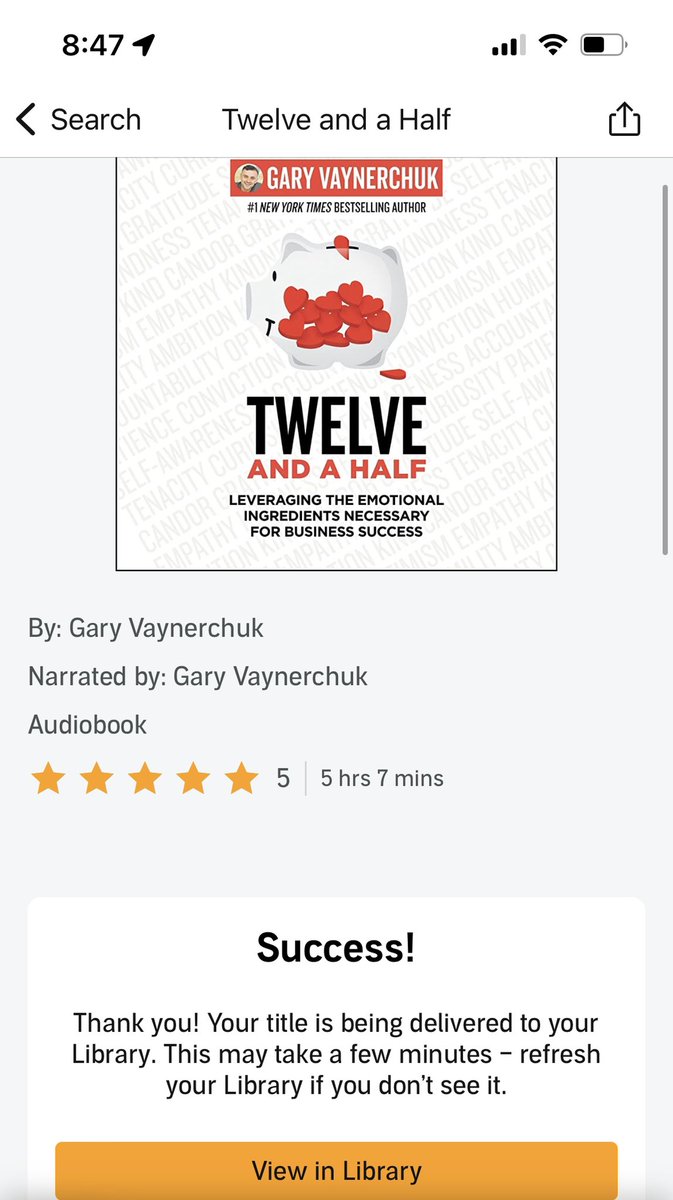 petersKC's tweet photo. Just bought the @garyvee audiobook and waiting to give away 360 physical copies with some easter egg$ 👀🍿@12andahalfbook https://t.co/0yNGU0pohd
