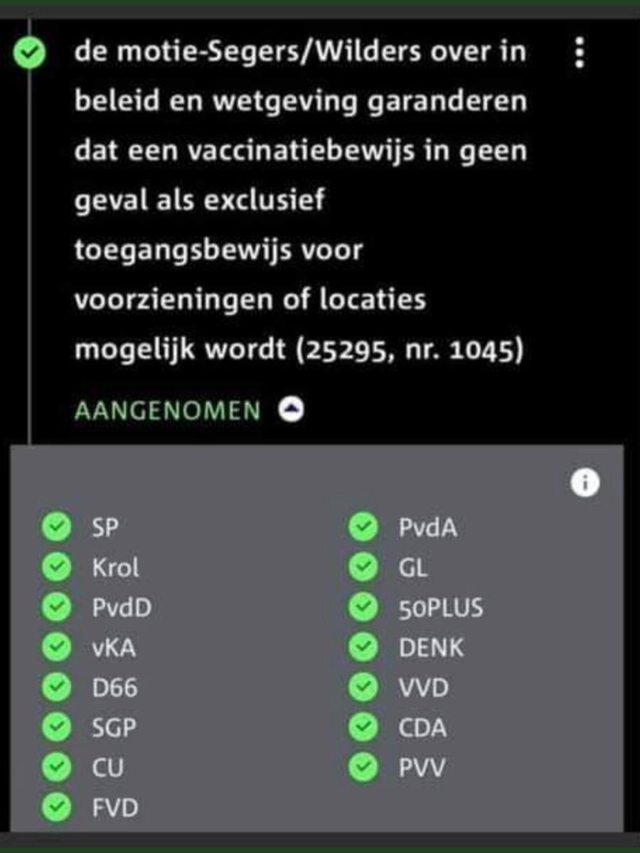 JansuitdePolder's tweet photo. #coronatoegangsbewijs dit was toch een aangenomen motie? https://t.co/qYaSetpagy