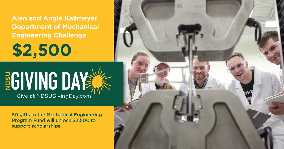 NDSUEngineering's tweet photo. The future is bright for NDSU! ☀ Today only, NDSU alumni and friends around the world are coming together to make a difference on NDSU Giving Day.
🎉 Join the fun at https://t.co/KfABljKbhN. 🎉
#InOurHands #NDSU #Give2NDSU https://t.co/DY1k9ZPO2l