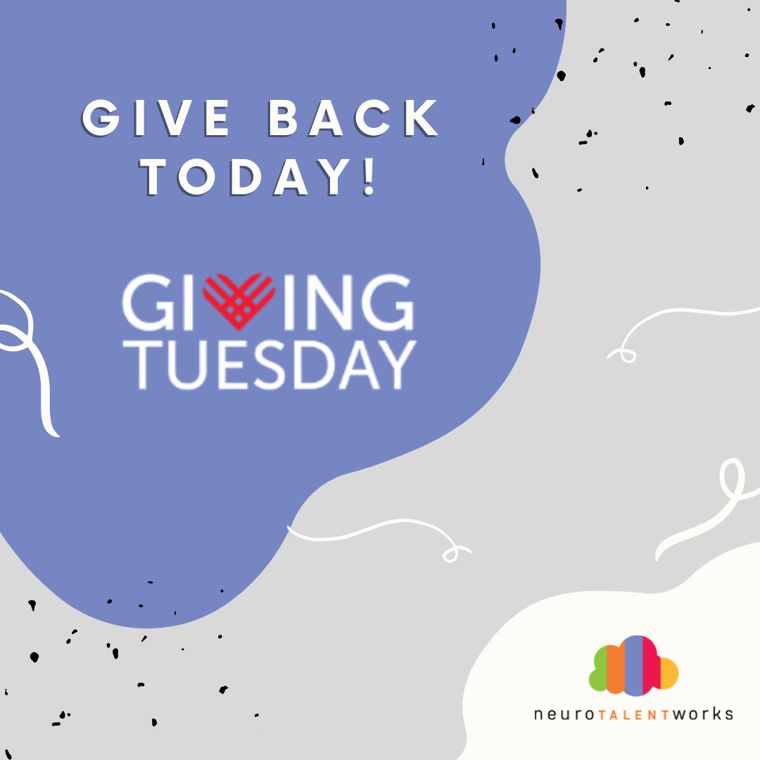 neurotalentwrks's tweet photo. Today is #GivingTuesday!

Giving to our organization advances #neurodiversity inclusion in the workplace – expanding job opportunities for neurodivergent individuals and promoting education at companies about #autism and neurodiversity inclusion. 1/3 https://t.co/69QHTRzvAk