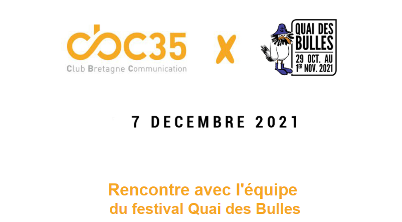 cleliamotte's tweet photo. Mardi 7/12, le @Club_CBC35 organise une rencontre avec l'équipe de @QuaidesBulles. 
@FloFromNYC et @alexiachgnn nous présenteront leur stratégie de com' lors du festival 2021 et feront un retour sur la période du confinement, très particulière pour les structures culturelles. https://t.co/Gg6mRyBBlk