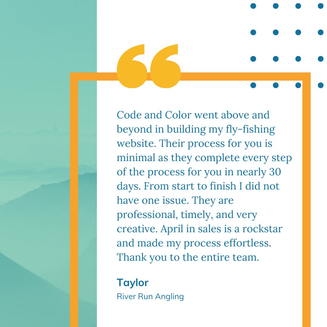 codecoloragency's tweet image. Another #realcodecolorclient website was published last week! Check out River Run Angling's new logo and website at riverrunangling.com. #codecolor #websitedevelopment #logodesign #graphicdesign