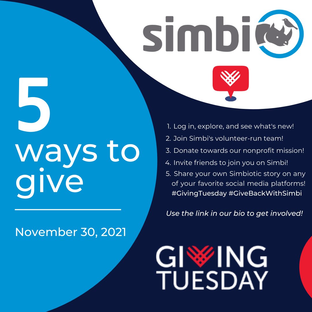 HeySimbi's tweet photo. It's Simbi's first #GivingTuesday as an IRS-certified charity promoting community development and volunteership!

Can you help? 

Visit https://t.co/1ZIoGTZ5r8 or use the link in our bio to get involved! https://t.co/6p5xwt2INS