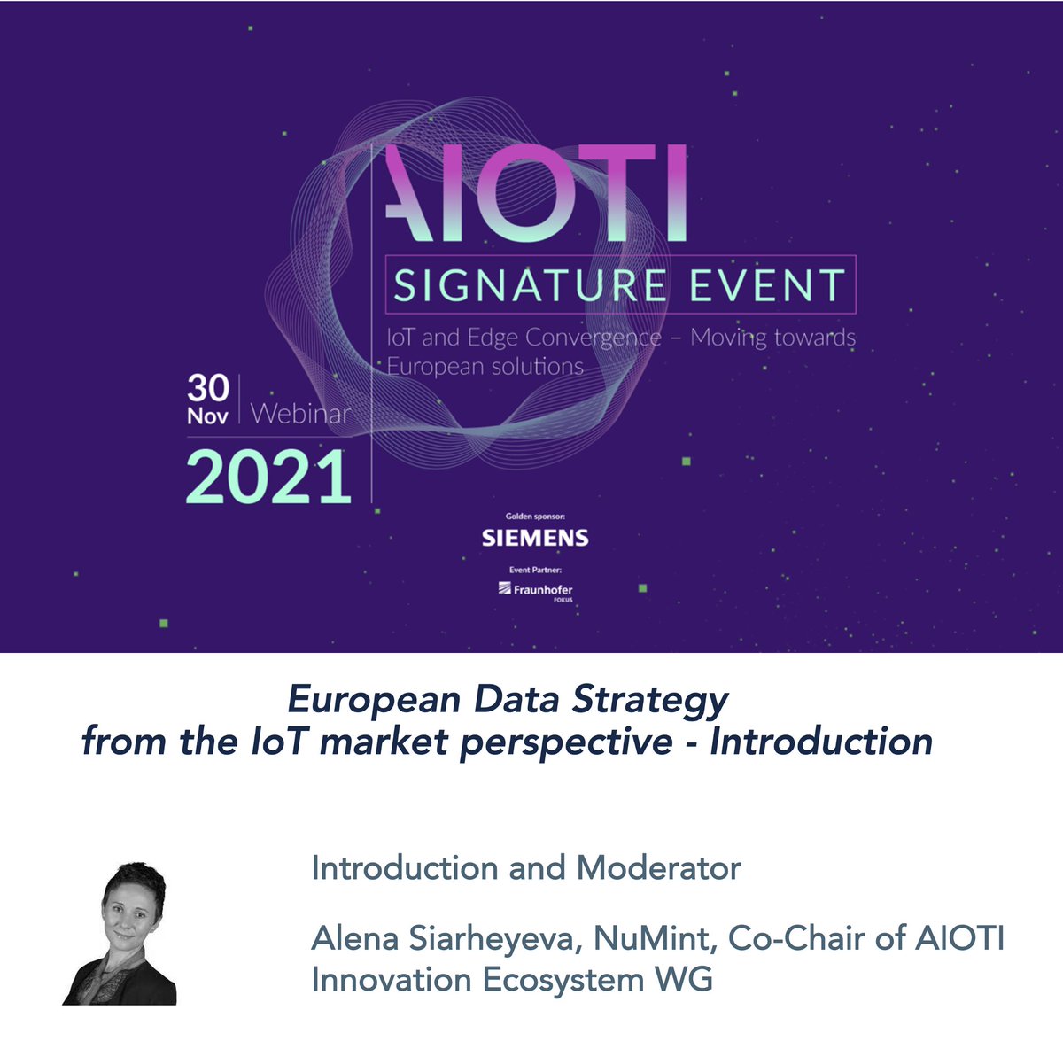Grateful to our panelists on European #Data Strategy from the #IoT market perspective with @Asiarheyeva. #edgecomputing #innovation #DigitalTransformation #AIOTI Signature event