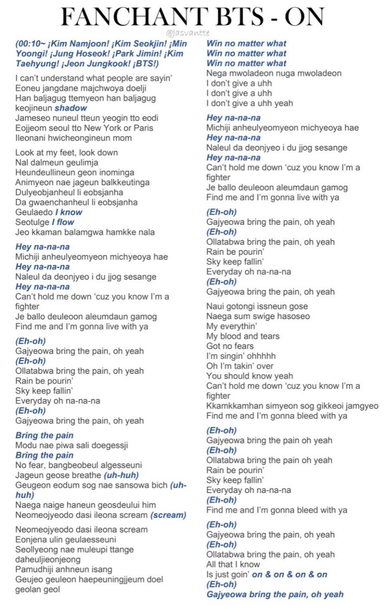 Jasvantte's tweet photo. FANCHANTS OF BTS SONGS

[FANCHANTS DE LAS CANCIONES DE BTS] https://t.co/NQRRZOOfVB