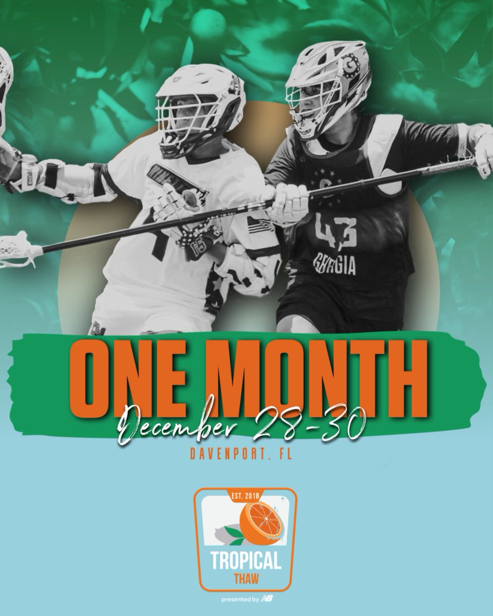 3dLacrosse's tweet photo. Just one month until Tropical Thaw! See you down in the Sunshine state😎☀️
#3devents #getbetter https://t.co/rTTMs79cRs