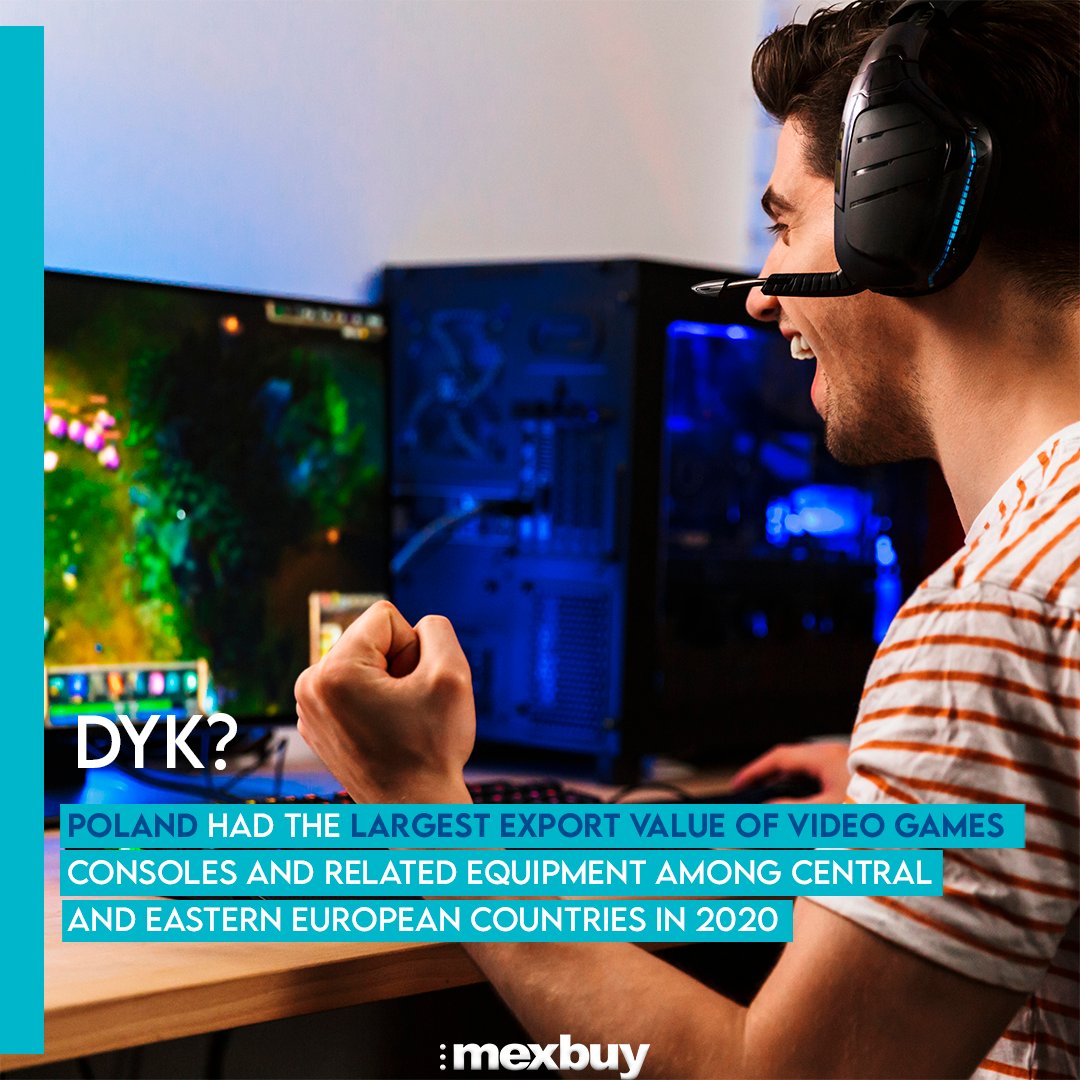 Mexbuy's tweet photo. #Poland had the largest #export value of #videogames #consoles and related equipment among Central and Eastern European countries in #2020, measured at nearly 1.52 billion U.S. dollars. #Russia #exported such #video equipment worth almost 16 million U.S. dollars https://t.co/dLX850sCps