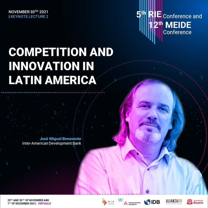 AlianzaEfi's tweet photo. En minutos inicia la conferencia del Dr. @JMBenavente del Banco Interamericano de Desarrollo en el marco de la V Conferencia #RIE y XII Conferencia #MEIDE. No te pierdas su charla sobre el estado de la competitividad y la innovación en América Latina.

#SomosColombiaCientífica. https://t.co/J4amf9oP84