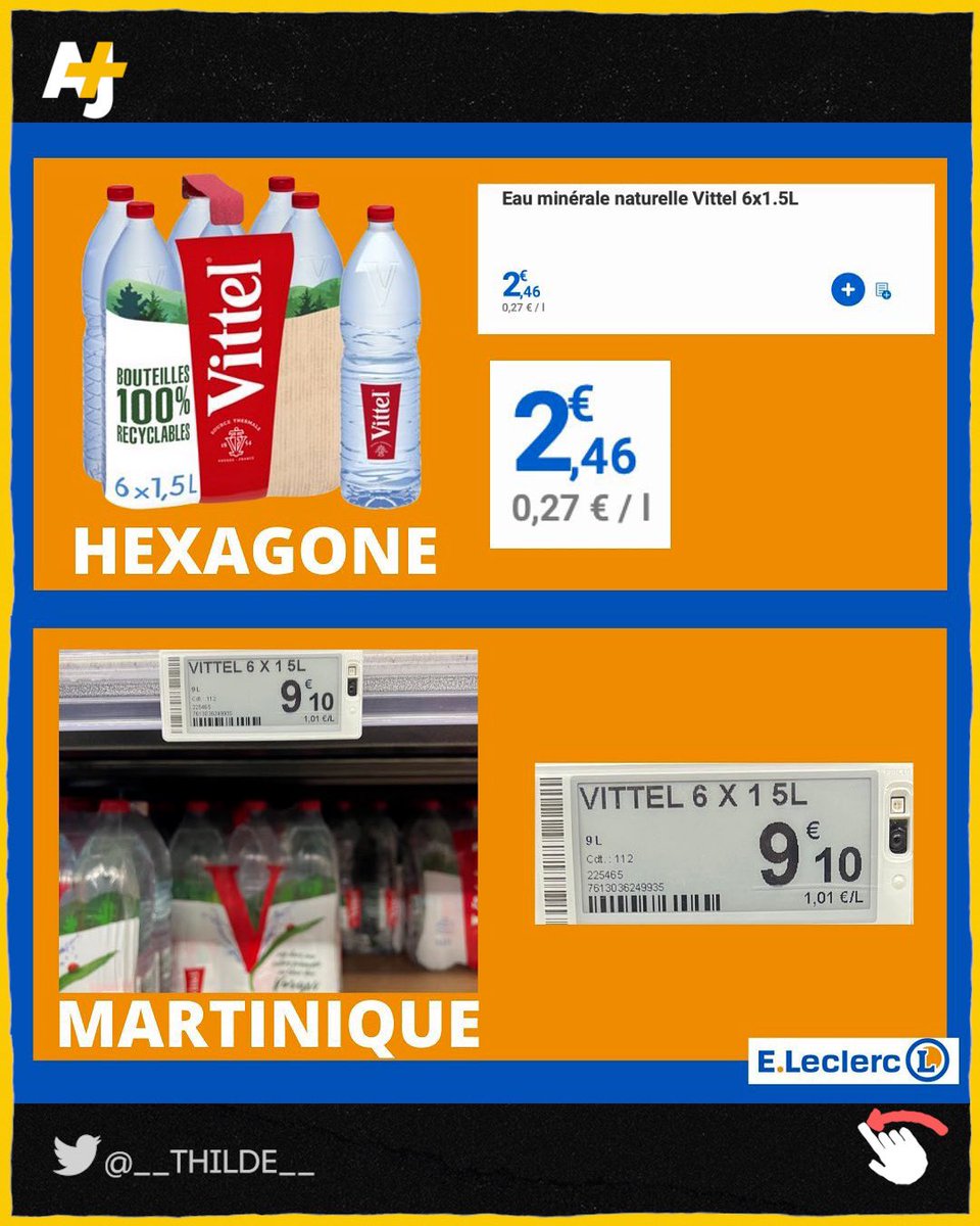 ajplusfrancais's tweet photo. Après plus d’une semaine de révoltes en Guadeloupe et en Martinique, plusieurs internautes, comme Mathilde Lamarre,(@__thilde__) ont décidé de mettre en lumière un des principaux problèmes : la différence de prix pour un même article vendu dans l’Hexagone. https://t.co/Axh73w7BYN