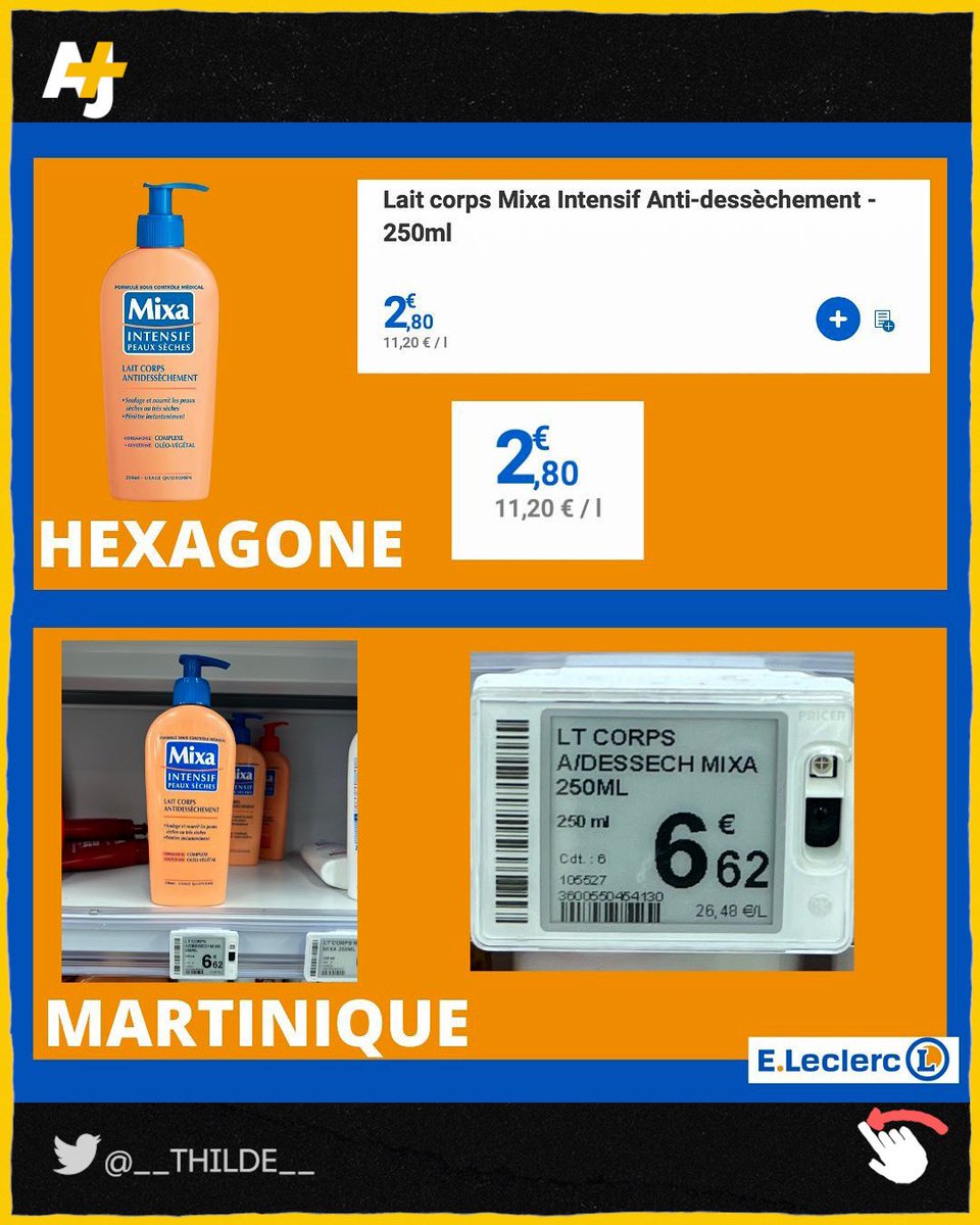 ajplusfrancais's tweet photo. Après plus d’une semaine de révoltes en Guadeloupe et en Martinique, plusieurs internautes, comme Mathilde Lamarre,(@__thilde__) ont décidé de mettre en lumière un des principaux problèmes : la différence de prix pour un même article vendu dans l’Hexagone. https://t.co/Axh73w7BYN
