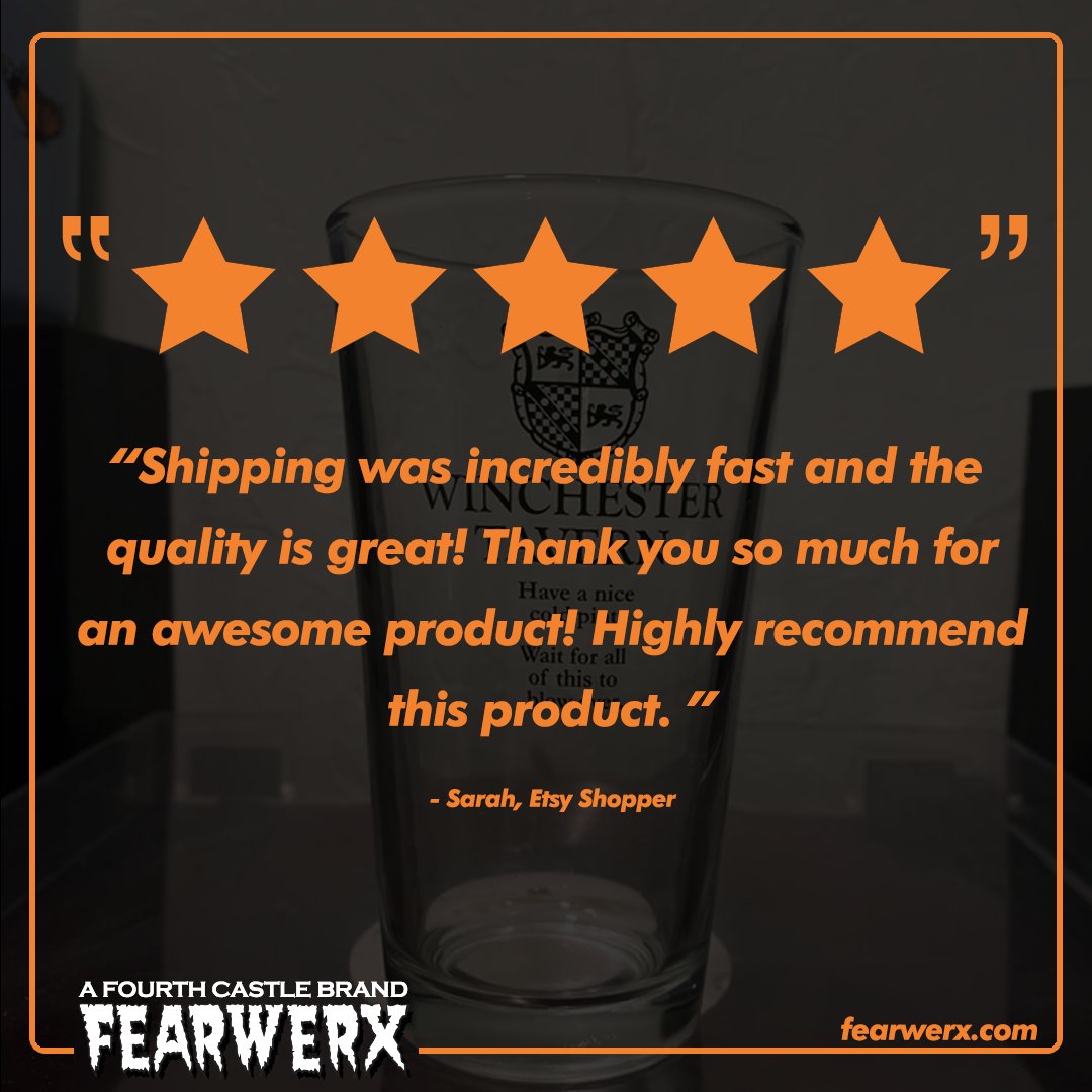 Another satisfied customer, featuring our Winchester Tavern Pint Glass! Thanks Sarah for the awesome review!

#review#shaunofthedead#zombie#horror#movie#merch#walkingdead#pint#beer#bar#barware#gift#christmas#giftforhim#giftforher#forhim#forher#positive#5star