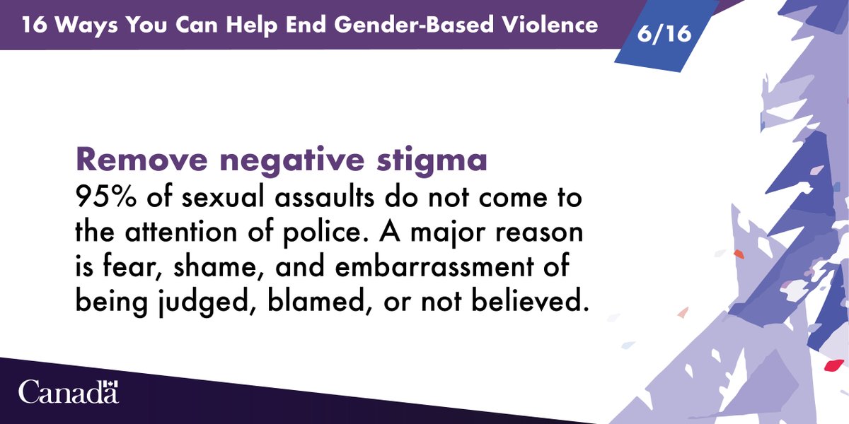 Remove negative stigma.
Believe and support those who report being victimized by GBV. You can help end the stigma.
#16Days #EndGBV
ow.ly/aJC450GXorM