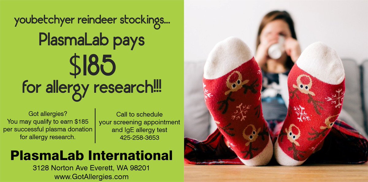 Got allergies? Get to PlasmaLab! Your allergies may qualify you to make $185 plasma antibody donations. GotAllergies.com

#everett #everettwa #NWWashington #SnohomishCounty #seattle #monroewa #seattlewa #snohomish