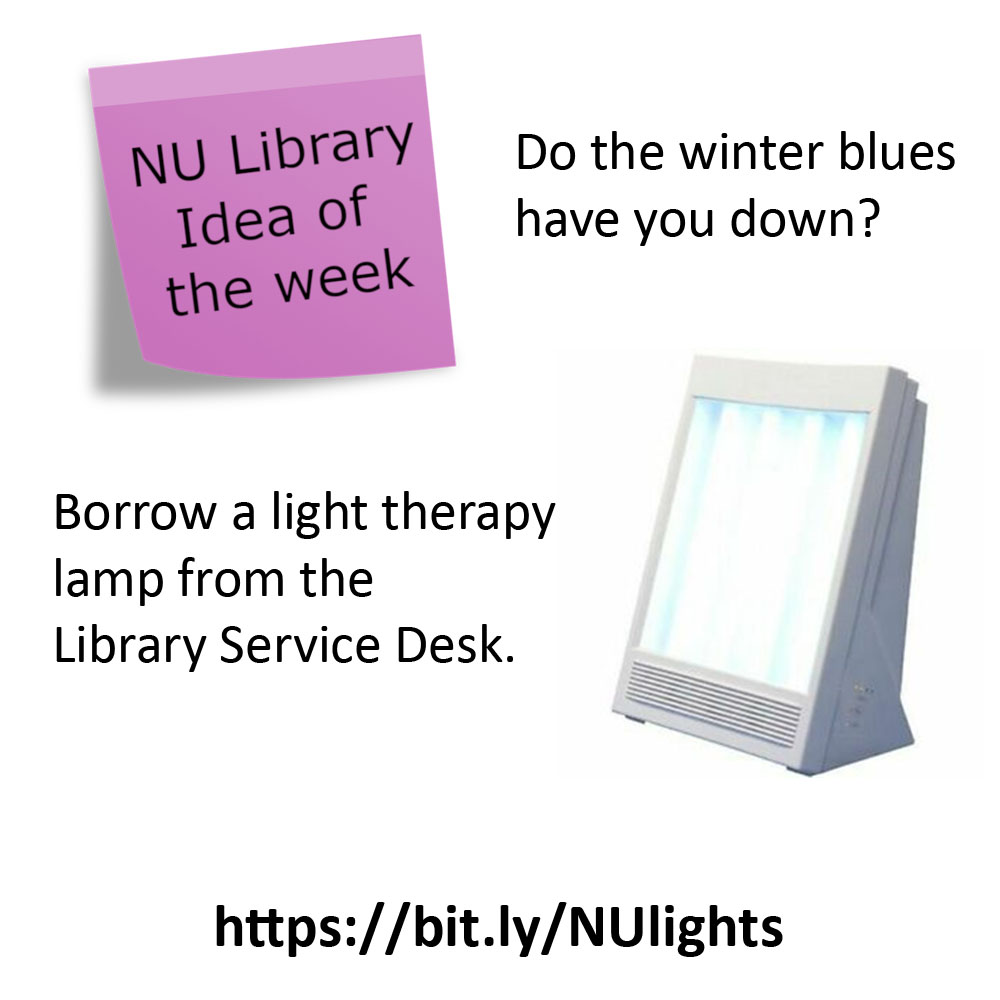 Do the winter blues have you down? Borrow a light therapy lamp from the Library Service Desk. bit.ly/NUlights