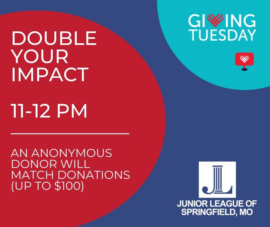 JLSGF's tweet photo. DOUBLE YOUR IMPACT! Make a donation to #JLSGF between 11-12pm and an anonymous donor will match donations up to $100! https://t.co/gTLKOBgav5

#GivingTuesday #JLSGF #doubleimpact #matchingdonation https://t.co/5HqQ2WPzPp