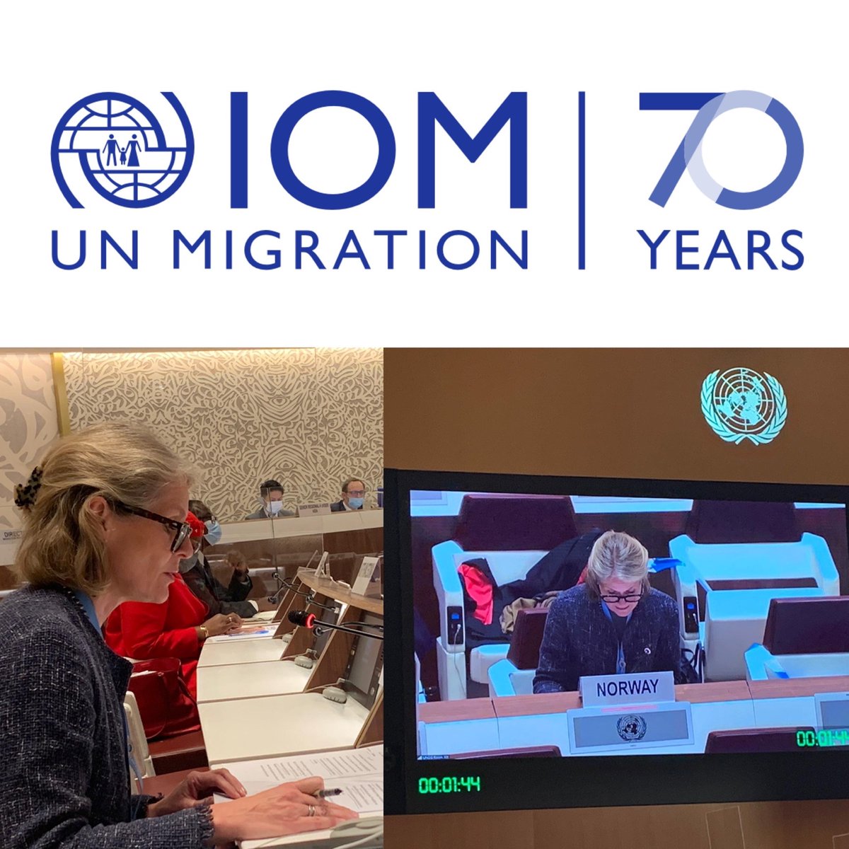 NorwayInGeneva's tweet photo. Norway🇳🇴 is dedicated to work w/int'l community on causes of displacement

📌We'll scale up efforts in fragile states, strengthen #humanitarian assistance &amp; support largest refugee host countries

📌We appreciate #IOM's valuable work for 70 yrs &amp; look fwd to continued partnership https://t.co/QLftEwJTBh