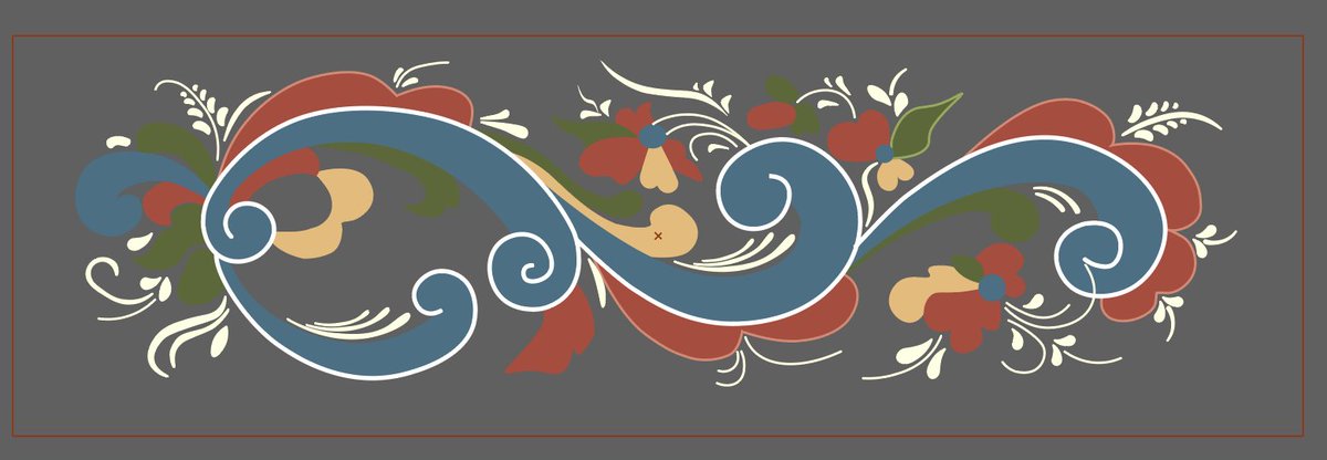DanielPWWood's tweet photo. Here's a close up of the rosemaling...I've spent about two weeks on this and haven't touched the actual map ๐๐ #SlowMapChallenge https://t.co/A4pieyCmSv