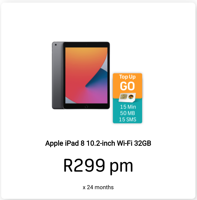 DavePilks's tweet photo. @FNBSA besides inflating the price, what the is point of bundling a sim card contract with a Wifi only device? https://t.co/o4hs2JGoJP