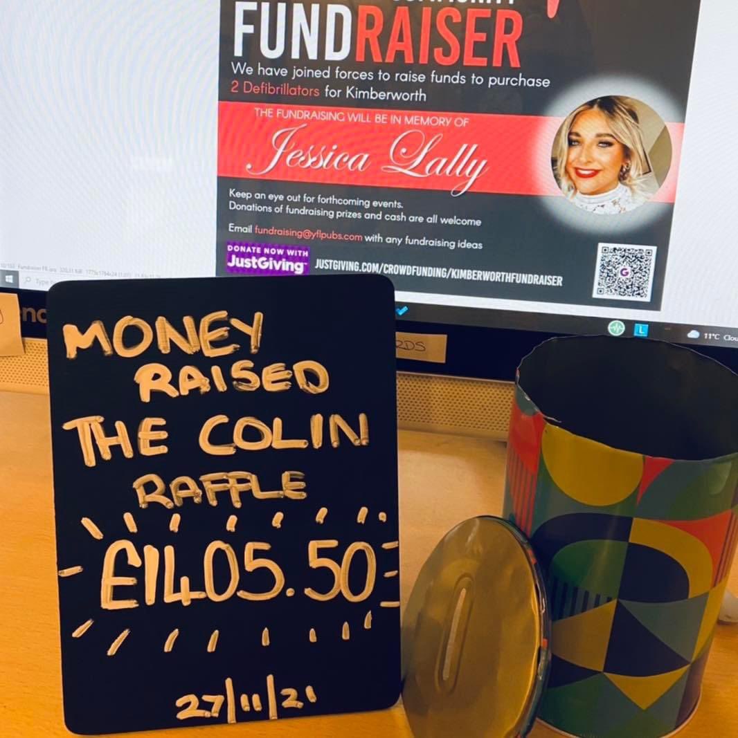 TheColin4's tweet photo. Well Kimberworth you really are amazing! We have raised a massive £1405.50 from our raffle and another £730 from our auction on Saturday Night! 
An amazing night and so lovely to see everyone coming together to raise money and in memory of a wonderful young lady Jess Lally. https://t.co/55nxF6q14a