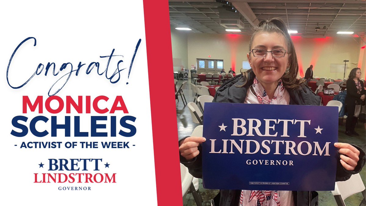 TeamLindstrom's tweet photo. This week’s #TeamLindstrom Activist of the Week is Monica Schleis! We appreciate all of the energy and enthusiasm she brings to the team. Thank you for all of your hard work. Congrats, Monica! https://t.co/lr5PrqCeit