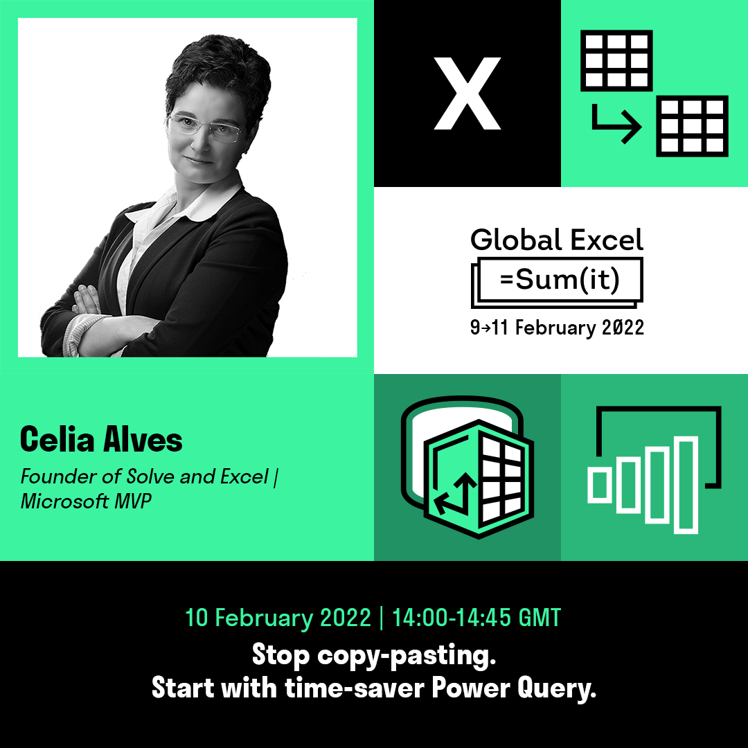 ExcelSummit's tweet image. Want to know what all the hype around Power Query is about? 🤔

Then join @celia_excel keynote session “Stop copy-pasting. Start with time-saver Power Query” and unlock PowerQuery’s full potential. 💥

📅 10th of February 2022 | 14:00 - 14:45 GMT

globalexcelsummit.com/agenda/ 

#Excel