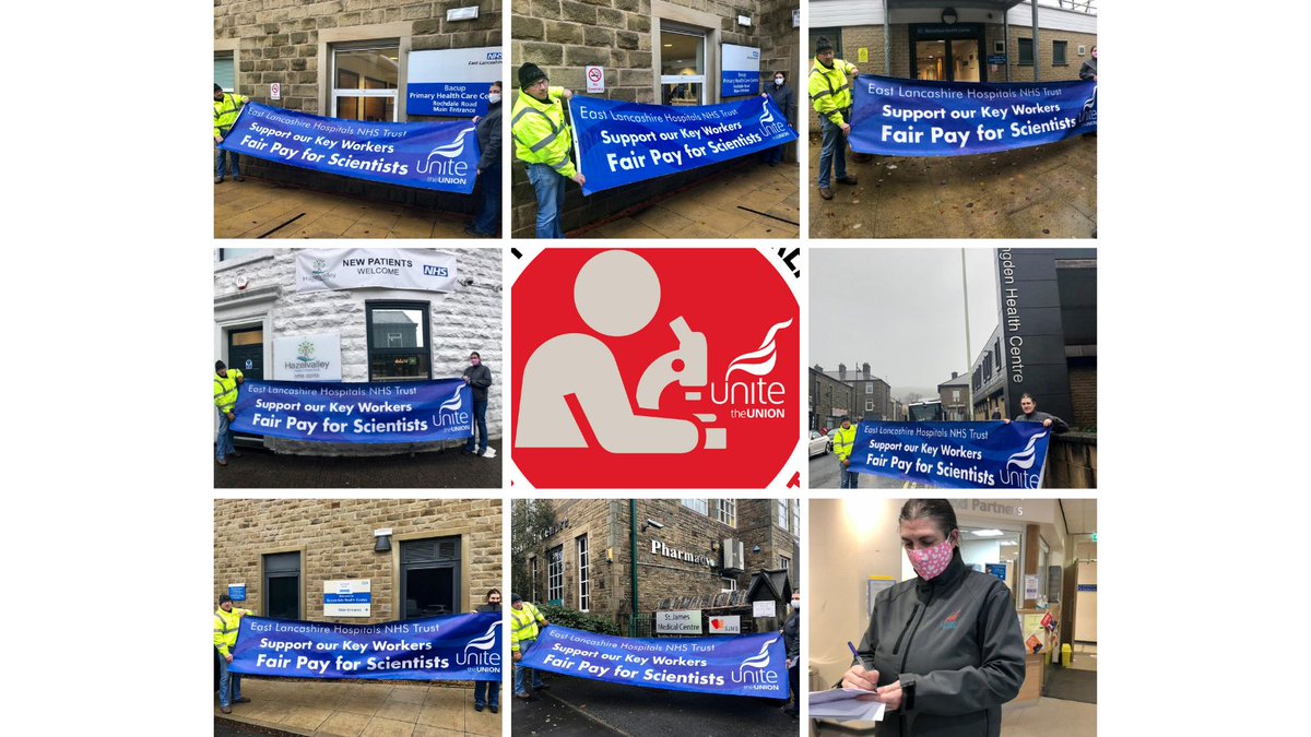 FairPay4BioSc's tweet photo. The team was out &amp; about in #Burnley gathering support from local GP surgeries today. It's clear the biomedical scientists at @ELHT_NHS have got massive support from the local community. 
This has dragged on too long, the Trust must pay these #NHS key workers what they are owed https://t.co/MtsWmheGGp