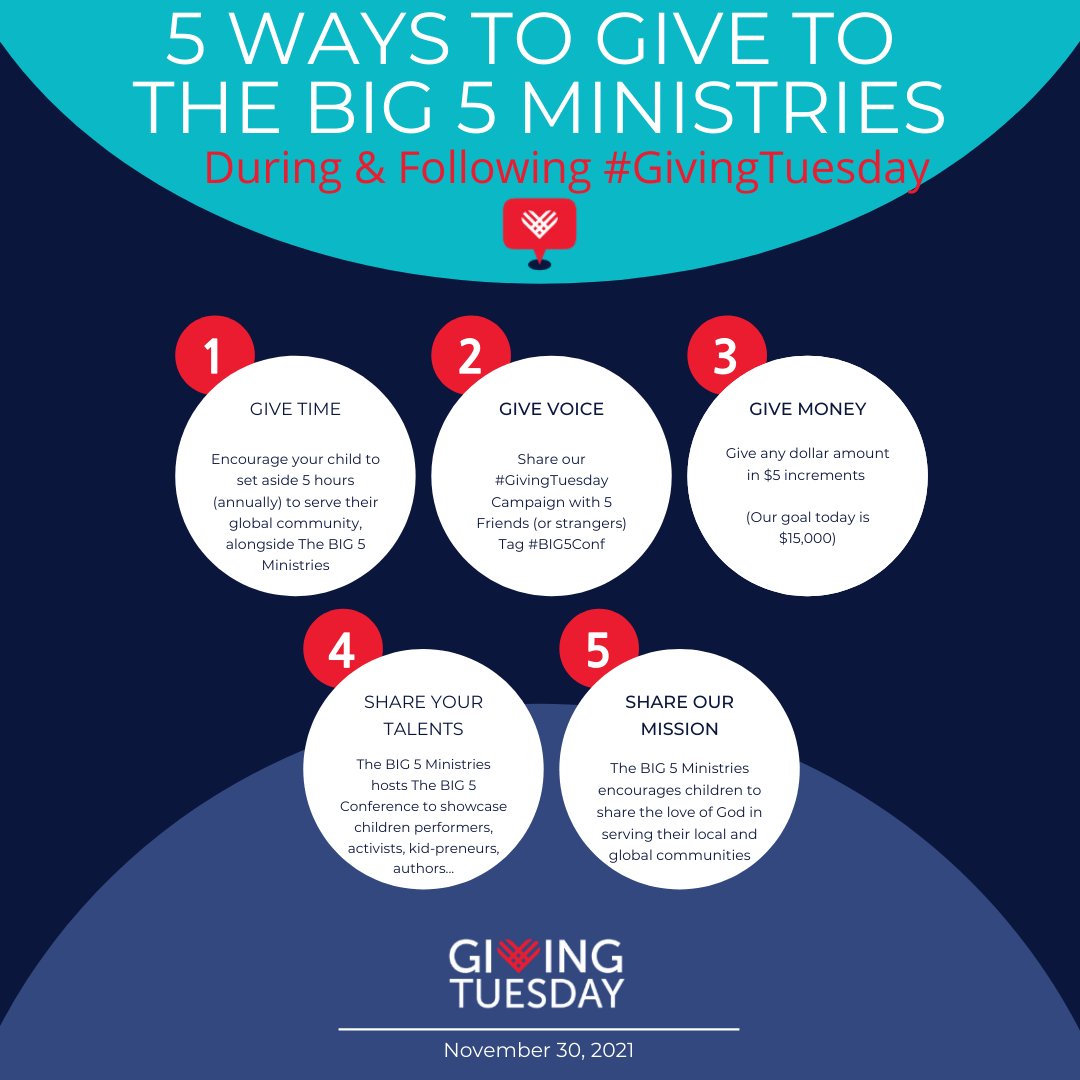 big5conf's tweet photo. #GivingTuesday #GivingTuesday2021 Thank you for supporting @BIG5Conf efforts to encourage more children to share God's love in serving their global community. https://t.co/DJKGRQUe4v