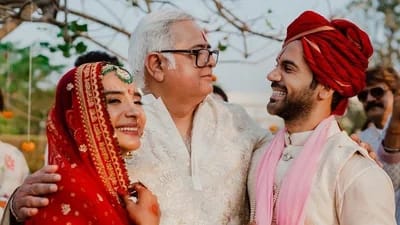 gamre_11's tweet photo. Filmmaker Hansal Mehta Sharing a picture with Rajkummar and Patralekhaa from their wedding ceremony and another one, which was a throwback of the trio, Hansal wrote, “They say that the birth of a child often changes one’s fortunes for the better.
#justmarried🎊 https://t.co/LqHfIjlBCC